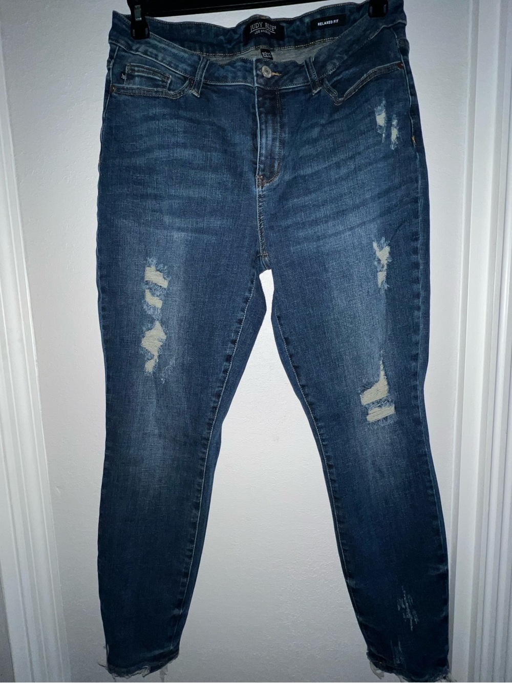 Judy Blue Dark Blue Distressed Skinny Jeans